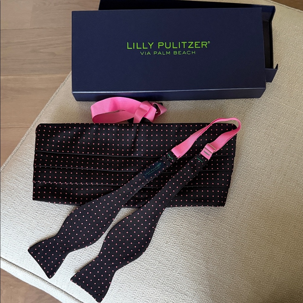 Lilly Pulitzer Black Society Dot formal black tie Set